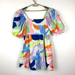 Oliphant NEW Bubble Skirt Mini Dress XXL - Moma White Multicolor cocktail resort